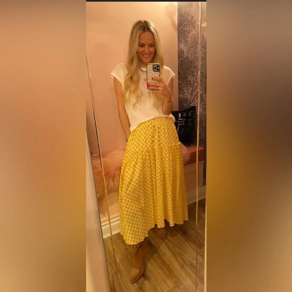 kerri Rosenthal Vacay Printed A-Line Skirt - yellow - Picture 1 of 5